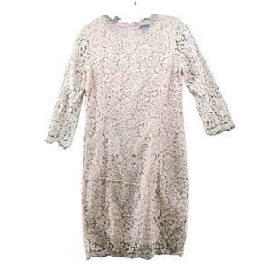 H&M Lace Sheath Dress Size Medium M Pale Pink Eyelash Trim Easter Bridal Shower